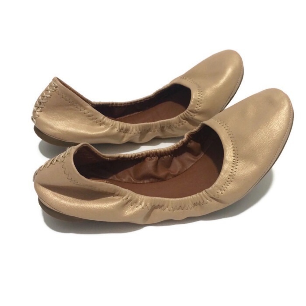 Lucky Brand Erin Gold Champagne Ballet Flat Shoes